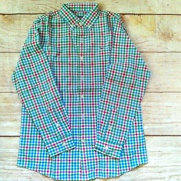 Vineyard Vines gingham whale shirt 12-14 - Picture 1 of 3